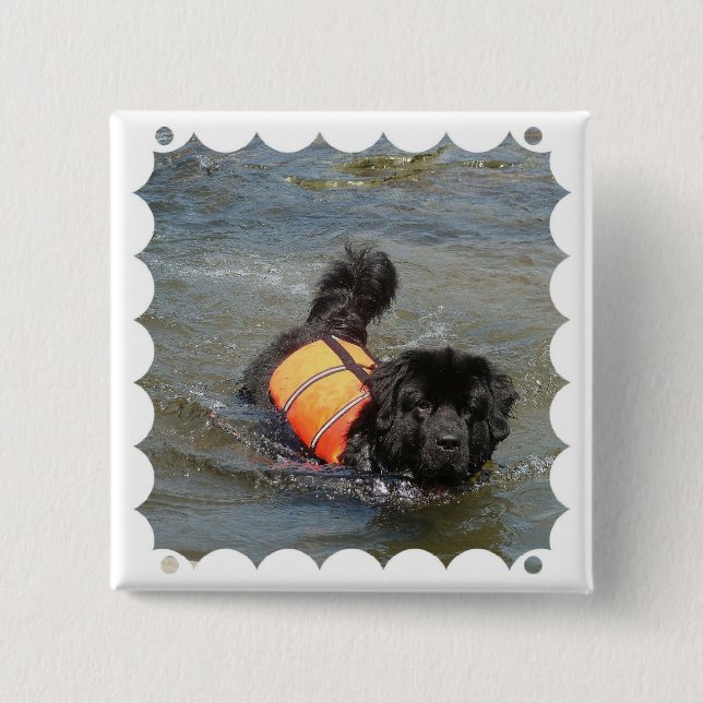 Newfie Wasser-Rettungs-Button Button (Vorderseite)