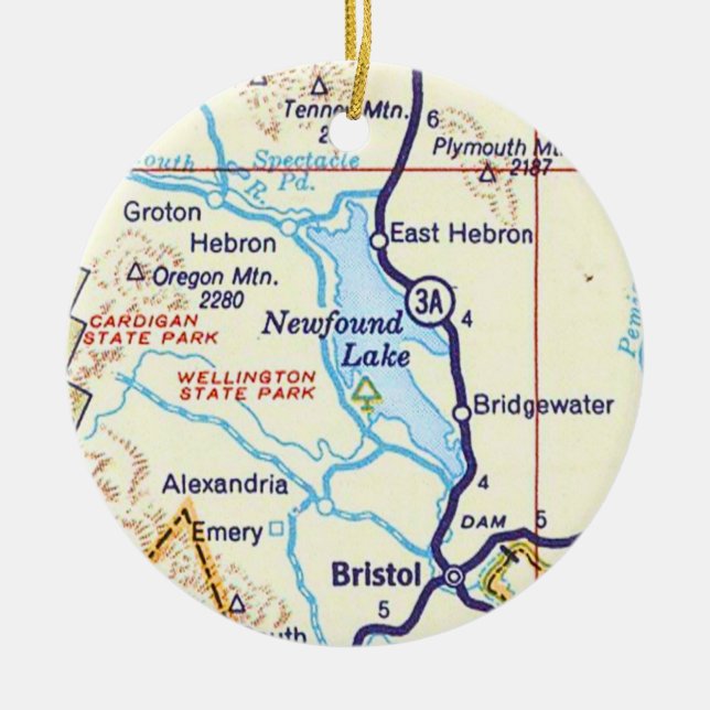 Newfound Lake, NH Map Weihnachtsdekoration Keramik Ornament (Vorne)