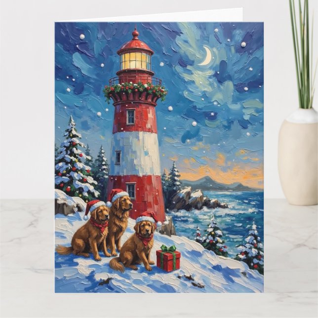 Newfoundland Christmas Lighthouse Holiday Karte (Vorderseite)