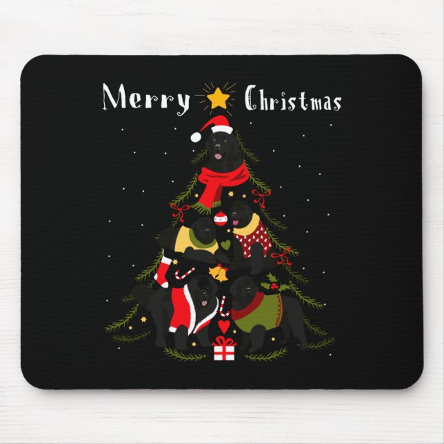 Newfoundland Christmas Tree Xmas Dog Lover  Mousepad (Vorne)