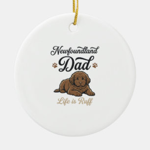 Newfoundland Dad Leben ist hart Vintage Hund Shirt Keramik Ornament