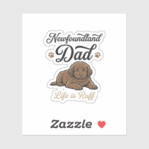Newfoundland Dad Leben ist rau Vintage Hund Shirt Aufkleber