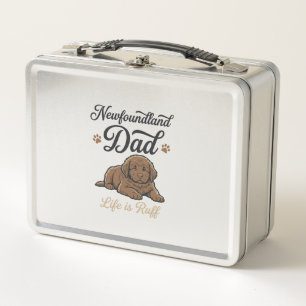 Newfoundland Dad Leben ist rau Vintage Hund Shirt Metall Brotdose