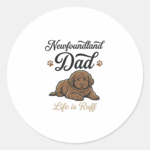 Newfoundland Dad Leben ist rau Vintage Hund Shirt Runder Aufkleber