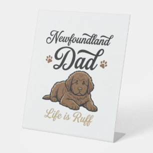 Newfoundland Dad Leben ist rau Vintage Hund Shirt Sockelschild