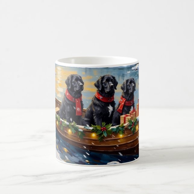 Newfoundland Dog Christmas Boat Holiday Kaffeetasse (Mittel)