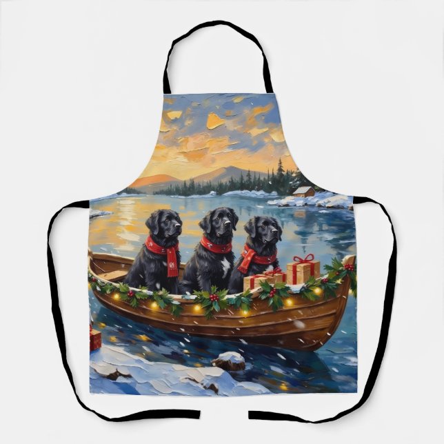 Newfoundland Dog Christmas Boat Holiday Schürze (Vorderseite)