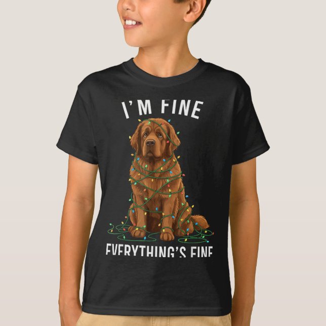 Newfoundland Dog Christmas I'm Fine Everything Is  T-Shirt (Vorderseite)
