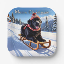 Newfoundland Dog Christmas Pappteller
