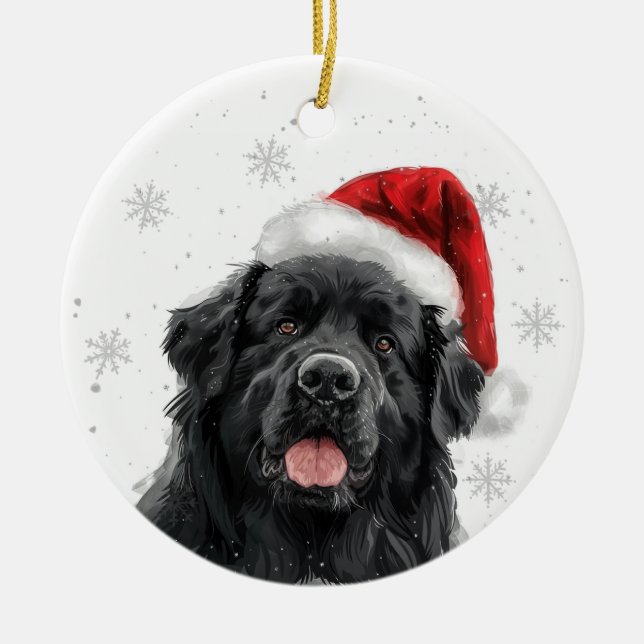 Newfoundland Dog Christmas Personalized Keramik Ornament (Vorne)