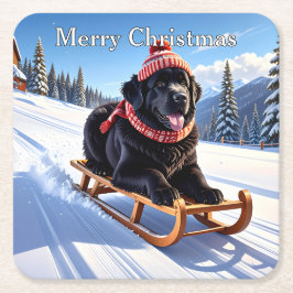 Newfoundland Dog Christmas Rechteckiger Pappuntersetzer