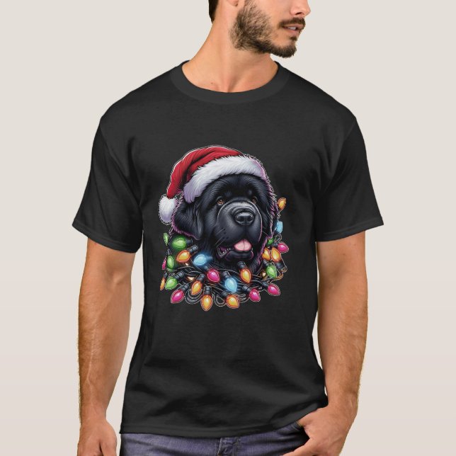 Newfoundland Dog Dog Christmas Hat Xmas  T-Shirt (Vorderseite)