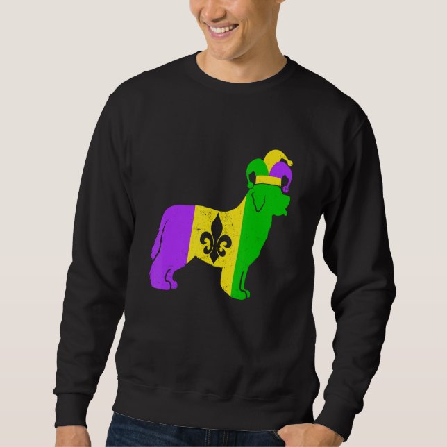 Newfoundland Dog Mardi Gras Carnivals Funny Puppy  Sweatshirt (Vorderseite)