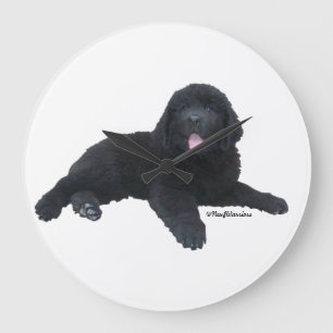 Newfoundland Dog Puppy Wall Clock Große Wanduhr