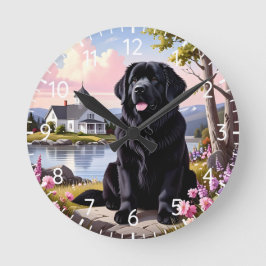 Newfoundland Dog Runde Wanduhr