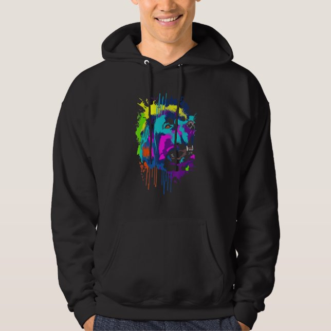 Newfoundland Dog Splash Art Colorful Hoodie (Vorderseite)