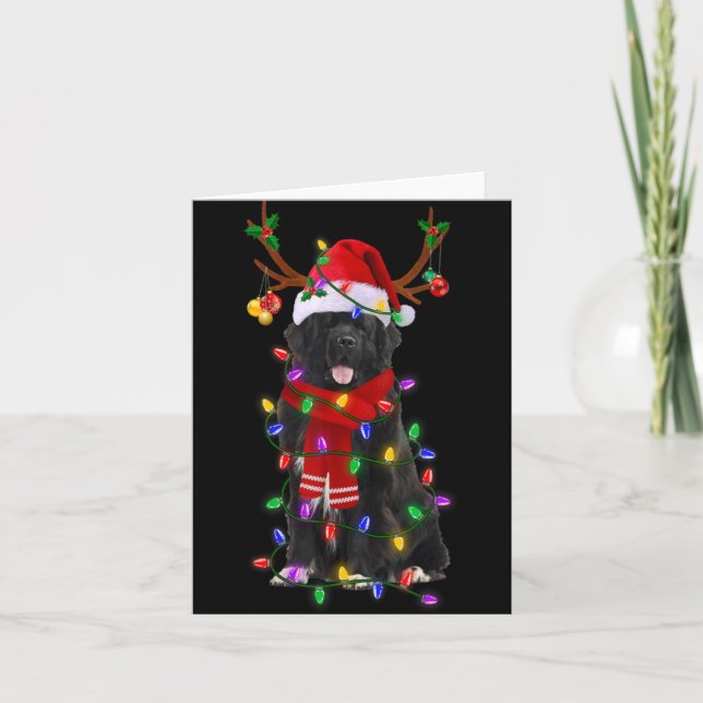 Newfoundland Dog Tree Christmas Lights Xmas Pajama Karte (Vorderseite)