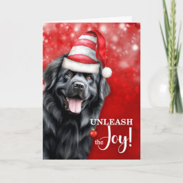 Newfoundland Dog Unleash the Joy Christmas Feiertagskarte
