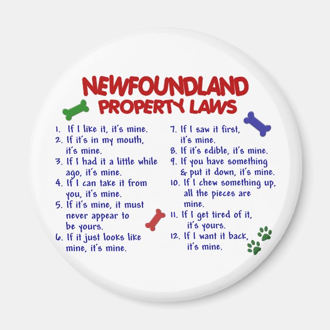 NEWFOUNDLAND-Eigentumsgesetze 2 Magnet (Vorne)