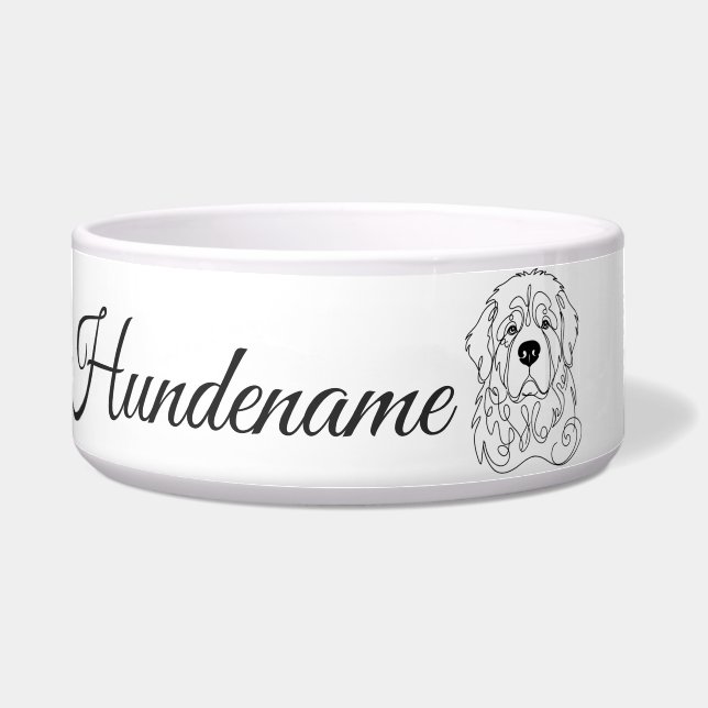 Newfoundland Minimalist Line Art personalized bowl Napf (Vorderseite)