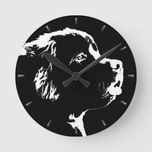 Newfoundland Pup Clock Dog Lover Wall Clock Decor Runde Wanduhr