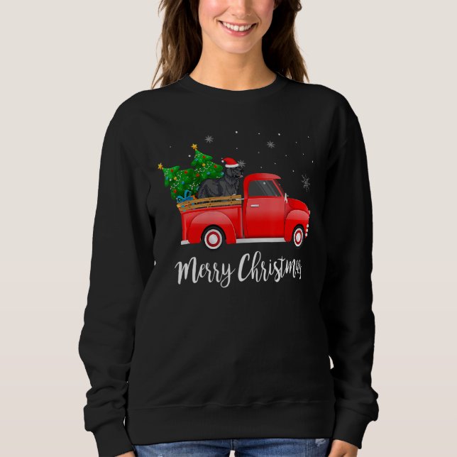 Newfoundland Red Truck Christmas Tree Xmas Dog Sweatshirt (Vorderseite)
