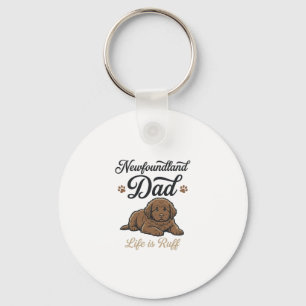 Newfoundland-Vater-Leben ist hart im Vintage-Hund- Schlüsselanhänger