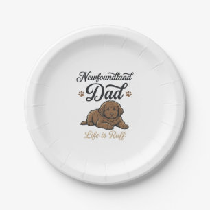 Newfoundland-Vater-Leben ist rau Vintage-Hund-Shir Pappteller