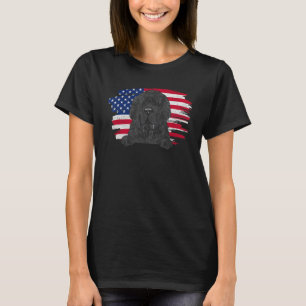 Newfundland Newfie Dog American Flag T-Shirt