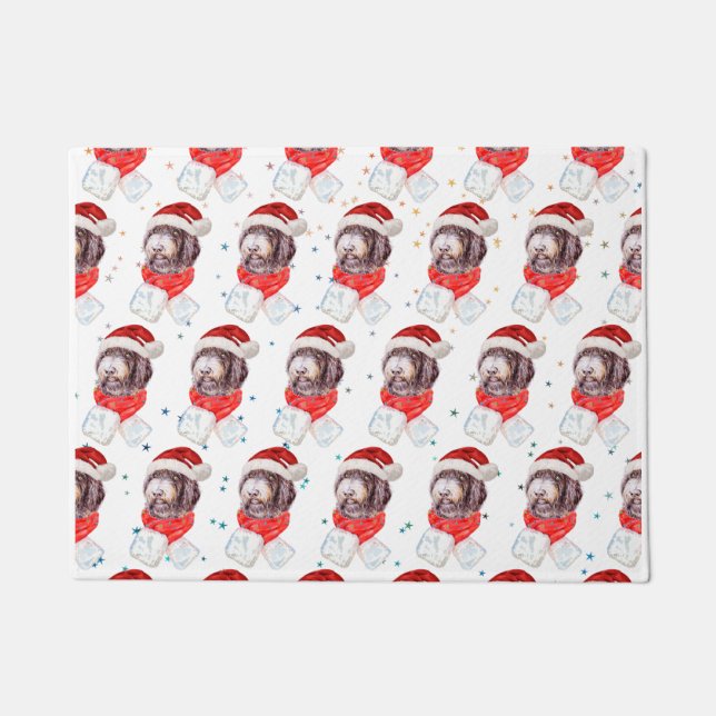 Newfypoo Dog Breed Christmas Stars Fußmatte (Vorderseite)