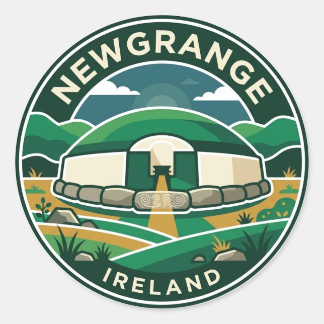 Newgrange Irland Runder Aufkleber (Vorderseite)