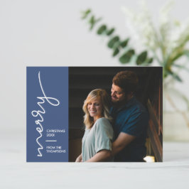 Newly Wed Merry Frohe Weihnachts-Script-Foto Karte