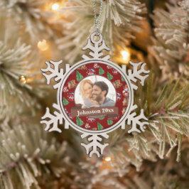 Newly Wed Mr. & Mrs. Schneeflocken Zinn-Ornament