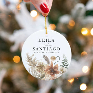 Newlyly First Christmas Boho Foto Keramik Ornament