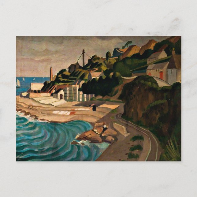 Newlyn - Blick nach Mousehole - Currie Art Postkarte (Vorderseite)