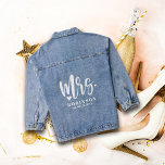 Newlywed Mrs. Wedding Bride Denim Jacket Jeansjacke<br><div class="desc">The classic denim jacket with a modern "Mrs." calligraphy script,  customized with the newlywed bride's name and established date.  The perfect wedding gift and keepsake for the beautiful bride.</div>