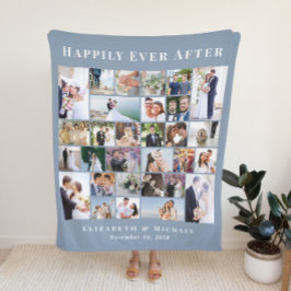 Newlyweds 30 Foto Collage Dusty Blue Wedding Fleecedecke
