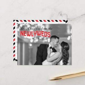 Newlyweds Christmas Holiday Photo Postcards Postkarte