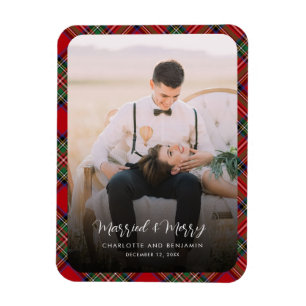 Newlyweds Foto Verheiratet und Frohe Weihnachten T Magnet