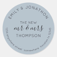 Newlyweds geben Name Adresse Dusty Blue zurück
