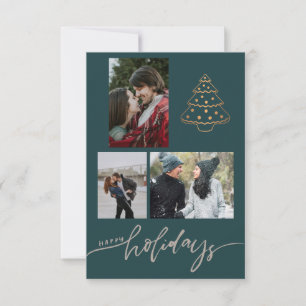 Newlyweds Gold Christmas Tree 3 Foto Collage Karte