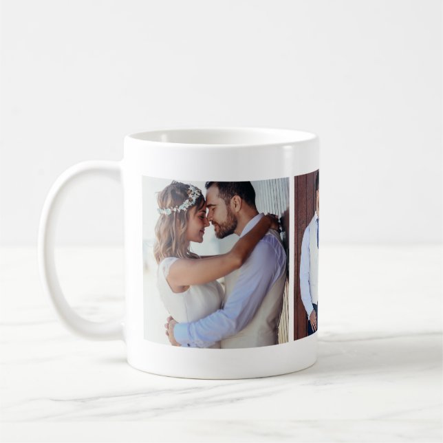 Newlyweds Hochzeitstag Foto Collage Tasse (Links)
