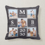 Newlyweds Personalisiert Hochzeitsfotocollage Kissen<br><div class="desc">Feiern Sie die Neuvermählten und geben Sie ein besonderes personalisiertes Geschenk mit diesem mit Monogramm Foto-Collage Hochzeitskissen in einem rustikalen Schieferplatten-Schieferdesign . Dieses einzigartige Collage-Kissen aus neuem Foto wird ein wertvoller Sake sein. Personalisieren Sie sich mit 5 Ihrer Lieblings-Verlobung, Hochzeit oder Hochzeitsreise-Fotos und personalisieren Sie mit Monogramm-Initialen, Namen und Hochzeitsdatum....</div>