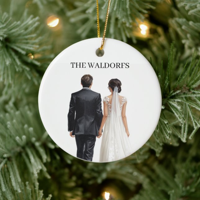 Newlyweds Photo Christmas Ornament  (Baum)