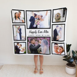 Newlyweds Wedding 8 Foto Collage White Fleecedecke