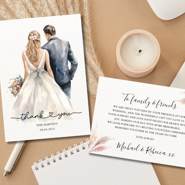 Newlyweds Wedding Dankeschön Card Elegant Couple Dankeskarte (Von Creator hochgeladen)