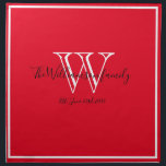 Newlyweds Wedding-Geschenk Monogram Script Moderne Serviette<br><div class="desc">Newlyweds Wedding Geschenk Monogram Script Moderne Chic Tuch Napkin. Personalisiertes, weißes Monogramm-Design mit karkohlegrauer Schrift, und der Nachname und das Datum der Braut und des Bräutigams, die auf einem reichen roten Hintergrund aufgebaut sind. Ein Sake-Geschenk für Neuvermählte. Lieblich für ihr neues Leben zusammen. Auch macht ein schönes Haus Erwärmung Geschenk....</div>