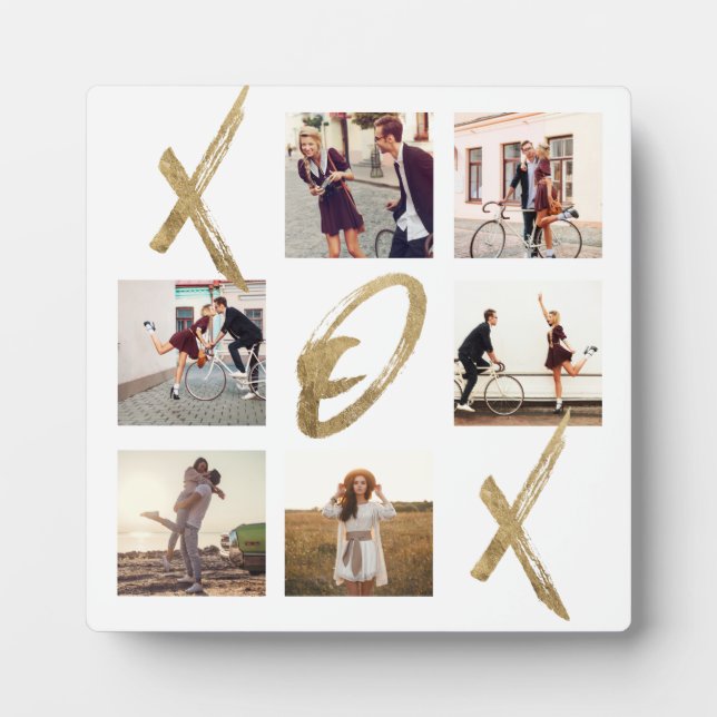 Newlyweds X O X Hugs & Kisses Foto Grid Collage Fotoplatte (Vorderseite)