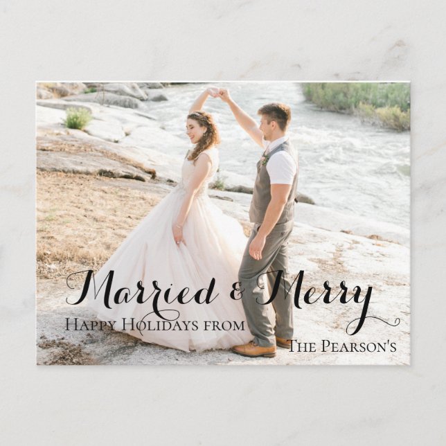 Newlyy First Christmas Postcard Ankündigungspostkarte (Vorderseite)