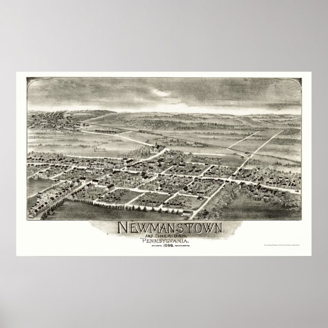Newmanstown & Sheridan, PA Panorama Karte - 1898 Poster (Vorne)